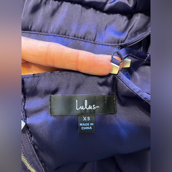 Got the Glam Navy Blue Pleated Cutout Maxi Dress - Picture 2 of 6